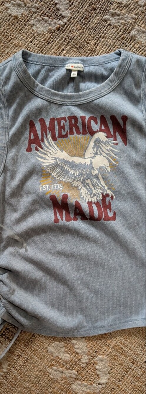 American Made Graphic Tank Top - Blue with Maroon & White Eagle